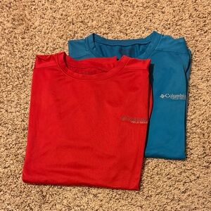 Columbia Vibrant Red and Cool Blue Tees